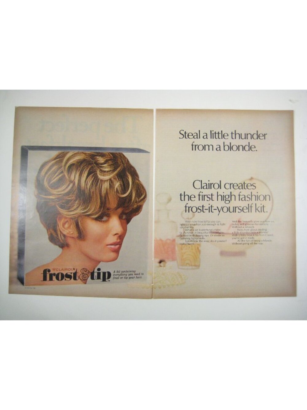 Clairol Frost Tip Vintage Hair Highlighting Kit Advertisement Print MOD 1968